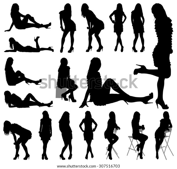 Sexy Woman Silhouettes On White Background Stock Vector Royalty Free Shutterstock