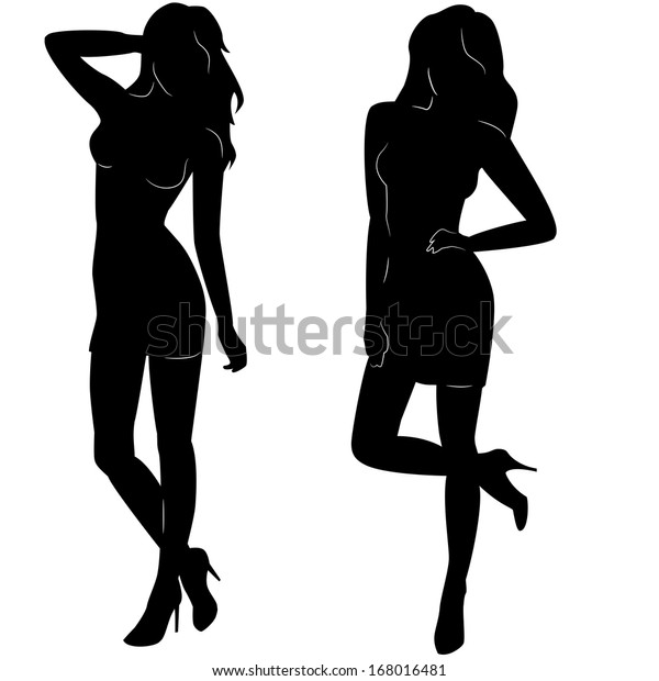 Sexy Woman Silhouettes Short Dresses Stock Vector Royalty Free 168016481