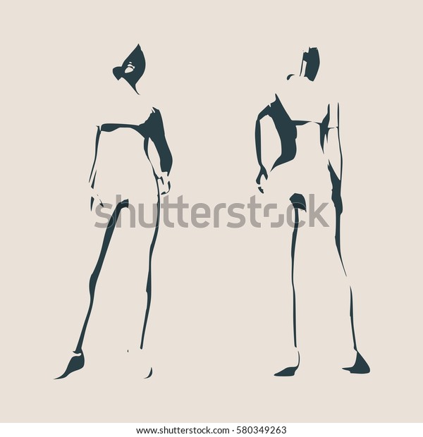 Sexy Woman Silhouettes Sport Wear Short Stock Vector Royalty Free