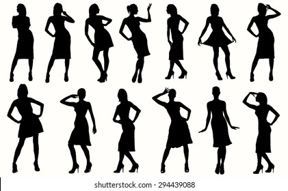 Sexy women and model posing silhouettes 2