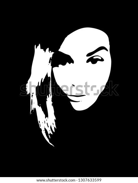 Sexy Young Woman Graffiti Stencil Face Stock Vector Royalty Free 1307633599 Shutterstock 7680