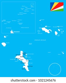 Seychelle map and flag - High Detailed Vector Illustration