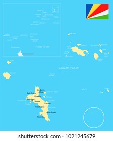 Seychelle map and flag - High Detailed Vector Illustration