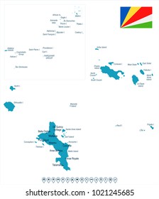 Seychelle map and flag - High Detailed Vector Illustration