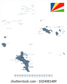 Seychelle map and flag - High Detailed Vector Illustration