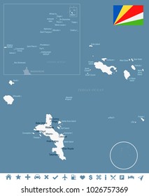 Seychelle map and flag - High Detailed Vector Illustration