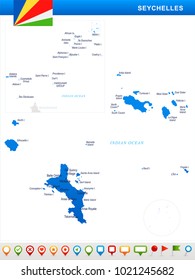 Seychelle map and flag - highly detailed vector illustration