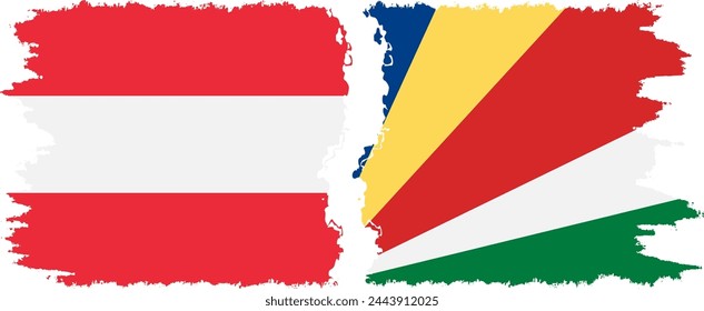 Seychelles and Austria grunge flags connection, vector