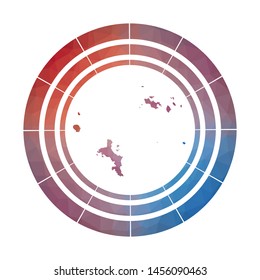 Seychelles badge. Bright gradient logo of island in low poly style. Multicolored Seychelles rounded sign with map in geometric style for your infographics.