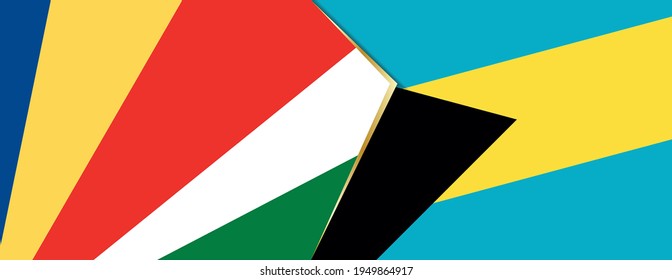 Seychelles and The Bahamas flags, two vector flags symbol of relationship or confrontation.