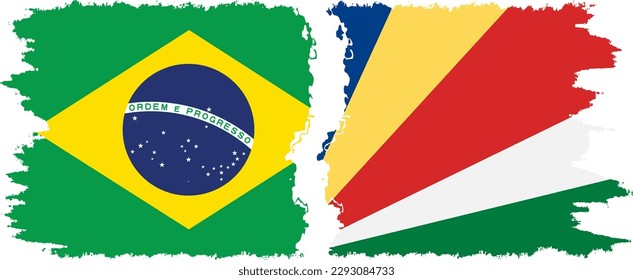 Verbindung der Seychellen und Brasiliens mit Grunge-Flaggen, Vektorgrafik