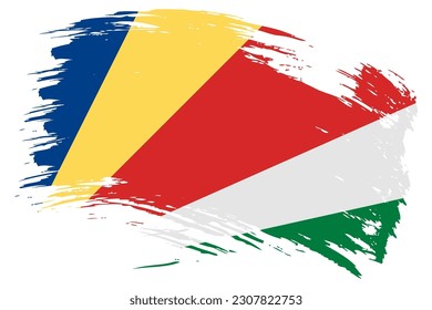 Seychelles brush stroke flag vector background. Hand drawn grunge style Republic of Seychelles painted isolated banner.