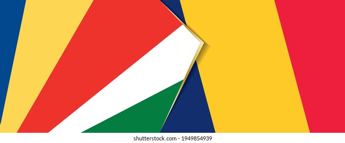 Seychelles and Chad flags, two vector flags symbol of relationship or confrontation.