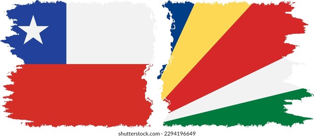 Seychelles and Chile grunge flags connection, vector