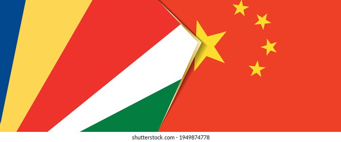 Seychelles and China flags, two vector flags symbol of relationship or confrontation.