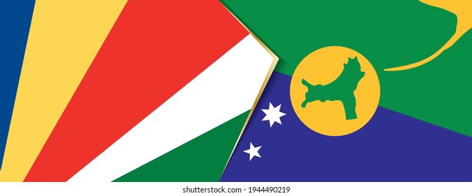 Banderas de las Seychelles y las islas de Navidad, dos banderas vectoriales símbolo de relación o enfrentamiento.