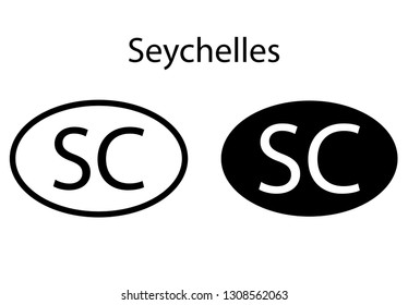 Seychelles country code icon.  Iso code country domain name.  SC - Seychelles abbreviated. vector
