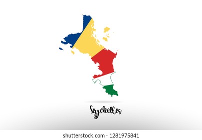 Seychelles country flag inside country border map design suitable for a logo icon design