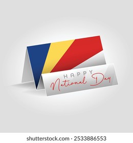 Seychelles country paper flag standing on the ground. Happy national day flag design.