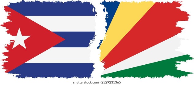 Verbindung der Seychellen und der kubanischen Grunge-Flaggen, Vektor