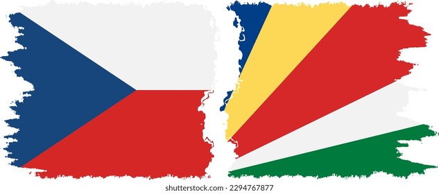 Conexión de banderas de grifo de Seychelles y la República Checa, vector