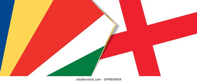 Seychelles and England flags, two vector flags symbol of relationship or confrontation.