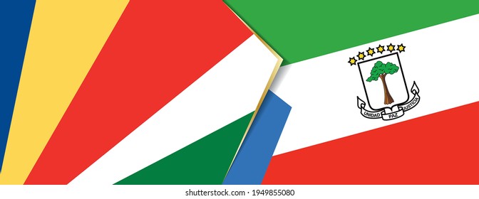 Banderas de Seychelles y Guinea Ecuatorial, dos banderas vectoriales símbolo de relación o enfrentamiento.