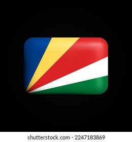 Seychelles Flag 3D Icon. National Flag of Seychelles. Vector illustration