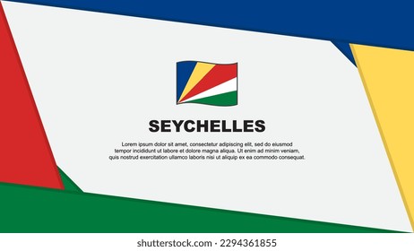 Plantilla de diseño de fondo de resumen de bandera de Seychelles. Ilustración del vector de caricaturas del Día de la Independencia de Seychelles. Día de la Independencia de Seychelles