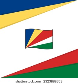 Plantilla de diseño de fondo de resumen de bandera de Seychelles. Cartel del Día de la Independencia de Seychelles en medios sociales. Diseño de Seychelles