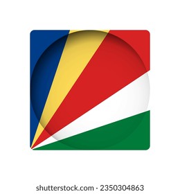 Bandera de las Seychelles - detrás del agujero de papel circular cortado con sombra interior.