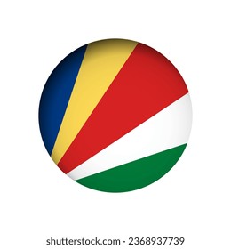 Seychellische Flagge - hinter dem zerschnittenen Kreissenpapier-Loch mit innerem Schatten.