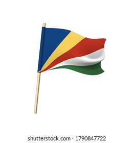 Bandera de las Seychelles. Rayos azules, amarillos, rojos, blancos y verdes de esquina. Ilustración del vector