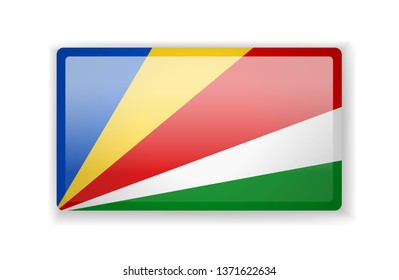 Seychelles Flag. Bright Square Icon. Vector Illustration