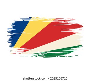 Seychelles flag brush grunge background. Vector illustration.