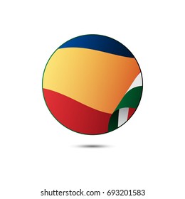 Seychelles flag button with shadow on a white background. Vector illustration.