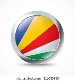Seychelles flag button - vector illustration