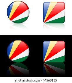 Botones de la bandera de Seychelles sobre fondo blanco y negro Vector original Ilustración compatible AI8