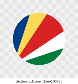 Seychelles flag - circle vector flag isolated on checkerboard transparent background