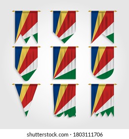 Seychelles flag in different shapes, Flag of Seychelles in various shapes
