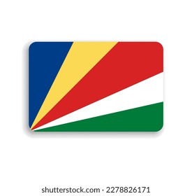 Seychelles flag - flat vector rectangle with rounded corners and dropped shadow.