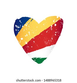 Seychelles flag in the form of a big heart. Vector illustration on a white background. Brush strokes are drawn by hand. Independence Day.
