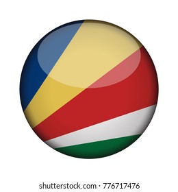 seychelles Flag in glossy round button of icon. seychelles emblem isolated on white background. National concept sign. Independence Day. Vector illustration.