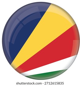 Icono redondo brillante de la bandera de Seychelles