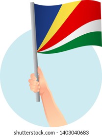 Seychelles flag in hand icon