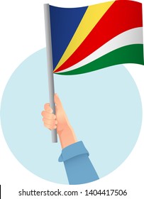 Seychelles flag in hand icon