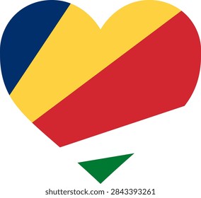 Seychelles flag heart shape vector illustration. Seychellois national symbol heart icon graphic design