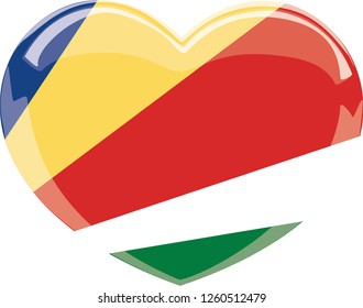 Seychelles flag, Heart vector, sticker, eps10