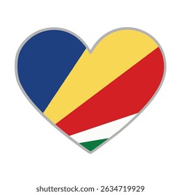 Seychelles flag. Seychelles love flag. Seychelles flag in heart shape. Love symbol. Vector illustration.

