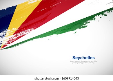 Seychelles flag made in brush stroke background. National day of Seychelles. Creative Seychelles national country flag icon. Abstract painted grunge style brush flag background.